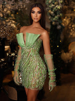 Load image into Gallery viewer, WAPI GREEN MINI DRESS WITH GLOVES
