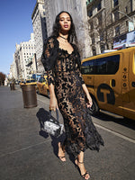 Load image into Gallery viewer, WANDE BLACK LACE LONG DRESS
