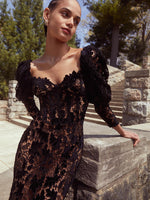 Load image into Gallery viewer, WANDE BLACK LACE LONG DRESS
