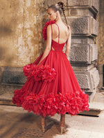 Load image into Gallery viewer, WAMBLEE RED MESH LONG DRESS
