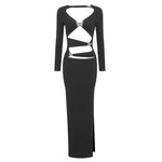 Load image into Gallery viewer, YVET BLACK LONG DRESS
