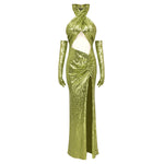 Load image into Gallery viewer, YUEN GREEN SEQUINS MAXI DRESS
