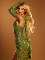 Load image into Gallery viewer, YUEN GREEN SEQUINS MAXI DRESS
