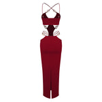 Load image into Gallery viewer, ATMIUS BURGUNDY LONG DRESS
