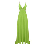 Load image into Gallery viewer, YOPI GREEN LONG DRESS

