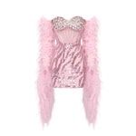 Load image into Gallery viewer, YCENZO PINK MINI DRESS WITH SHAWL
