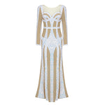Load image into Gallery viewer, TINA NUDE MESH SEQUINS MAXI DRESS
