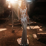 Load image into Gallery viewer, TINA NUDE MESH SEQUINS MAXI DRESS
