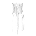 Load image into Gallery viewer, ELLIEN WHITE CRYSTAL TASSELS CORSET
