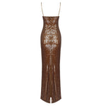 Load image into Gallery viewer, NYDIA BROWN SEQUINS MAXI DRESS

