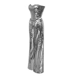 Load image into Gallery viewer, WULIN SILVER SEQUINS PANTS SUIT
