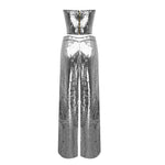 Load image into Gallery viewer, WULIN SILVER SEQUINS PANTS SUIT
