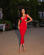 Load image into Gallery viewer, YZERA RED MIDI DRESS
