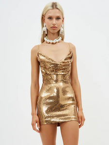 REDLE GOLD SEQUINS MINI DRESS