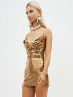 Загрузить изображение в средство просмотра галереи, REDLE GOLD SEQUINS MINI DRESS

