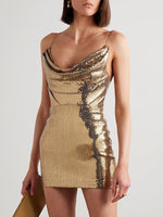 Загрузить изображение в средство просмотра галереи, REDLE GOLD SEQUINS MINI DRESS
