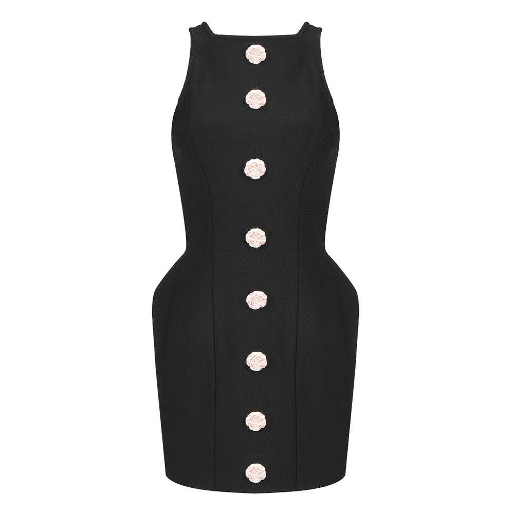 ASIST BLACK ELEGANT BANDAGE STRETCHY MINI DRESS