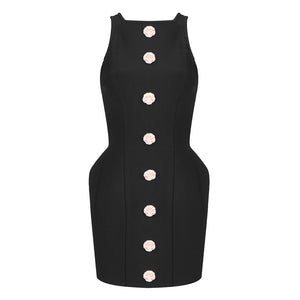 ASIST BLACK ELEGANT BANDAGE STRETCHY MINI DRESS