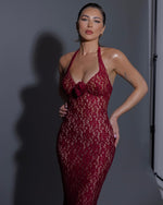 Carregar imagem no visualizador da galeria, CAMMLIA BURGUNDY MERMAID MAXI DRESS
