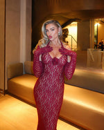 Carregar imagem no visualizador da galeria, CAMMLIA BURGUNDY MERMAID MAXI DRESS
