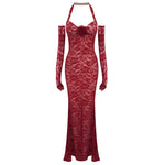 Carregar imagem no visualizador da galeria, CAMMLIA BURGUNDY MERMAID MAXI DRESS
