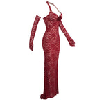 Carregar imagem no visualizador da galeria, CAMMLIA BURGUNDY MERMAID MAXI DRESS
