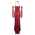 Carregar imagem no visualizador da galeria, CAMMLIA BURGUNDY MERMAID MAXI DRESS
