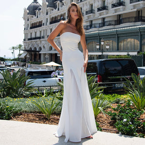 LILI WHITE STRAPLESS LONG DRESS