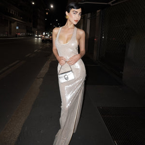 JENNY SEQUIN SLEEVELESS LONG DRESS