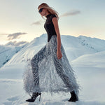 Charger l&#39;image dans la galerie, SUSAN TASSEL MESH TWO-PIECES SET LONG DRESS
