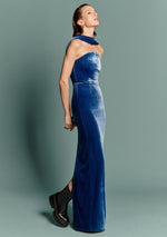 Carregar imagem no visualizador da galeria, CRISTINA BLUE SLEEVELESS LONG DRESS
