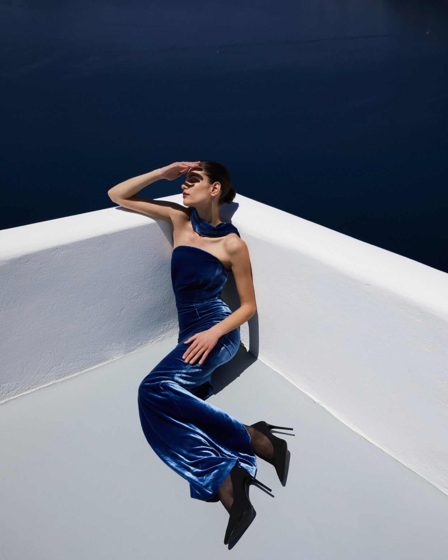 CRISTINA BLUE SLEEVELESS LONG DRESS