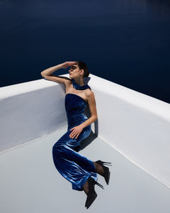 CRISTINA BLUE SLEEVELESS LONG DRESS
