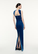 Carregar imagem no visualizador da galeria, CRISTINA BLUE SLEEVELESS LONG DRESS
