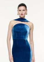 Carregar imagem no visualizador da galeria, CRISTINA BLUE SLEEVELESS LONG DRESS
