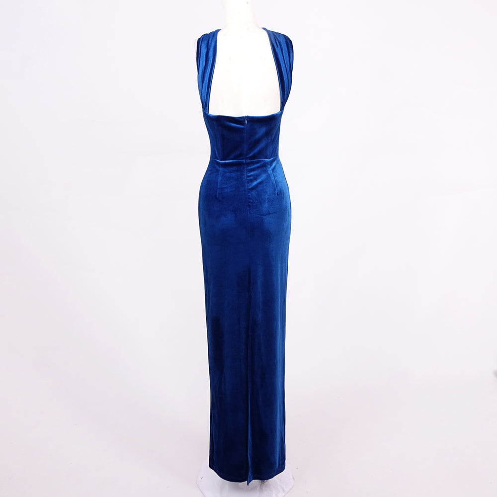 CRISTINA BLUE SLEEVELESS LONG DRESS