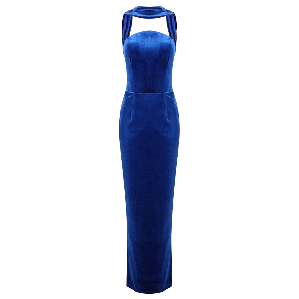 CRISTINA BLUE SLEEVELESS LONG DRESS