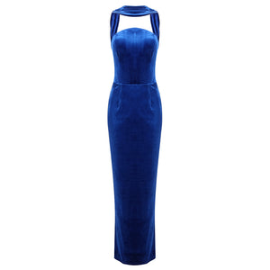 CRISTINA BLUE SLEEVELESS LONG DRESS