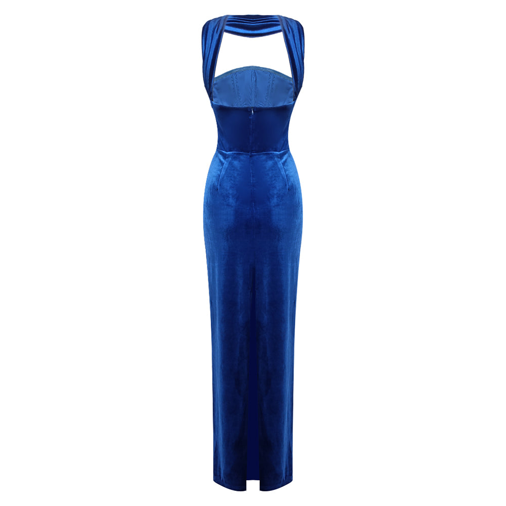 CRISTINA BLUE SLEEVELESS LONG DRESS