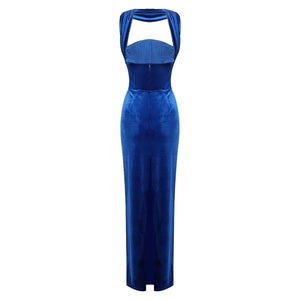 CRISTINA BLUE SLEEVELESS LONG DRESS