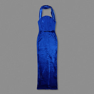 CRISTINA BLUE SLEEVELESS LONG DRESS