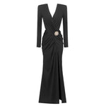 Load image into Gallery viewer, OERIO BLACK LONG DRESS
