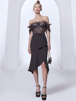 Load image into Gallery viewer, LEYOU BLACK MIDI DRESS
